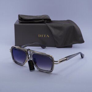 Dita LXN-EVO DTS-403-A-02 Aviator Sunglasses - Crystal Grey/Gold/Blue Mirror